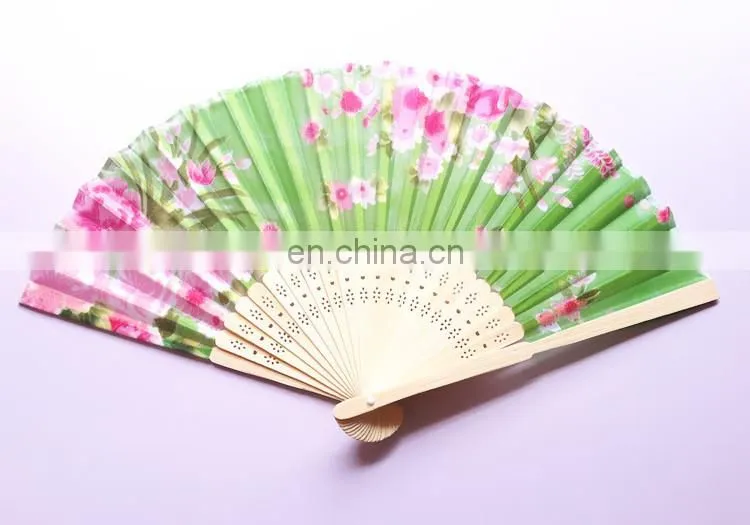 nylon foldable hand fans/cheap silk hand fans