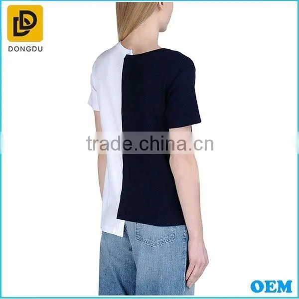 2016 black and white stripe casual T-shirt with short sleeves