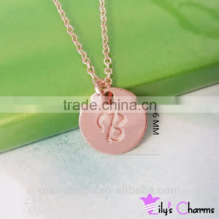 2015 New hot Monogram charm initial letter disc necklace jewelry
