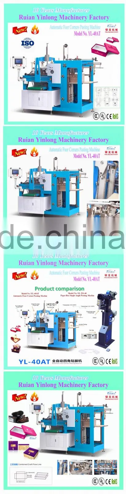 Automatic Four Corners Pasting Machine with CE & ISO YL-40AT,Pasting Machine,Paper Pasting Machine