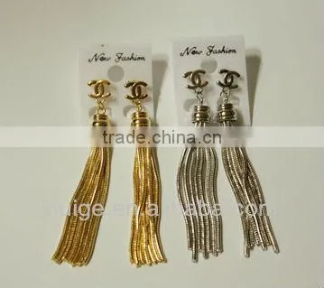 Chain Tassle Earrings, Silver Long Chain Earrings Statement Jewelry, Handmade Fashion Jewelry
