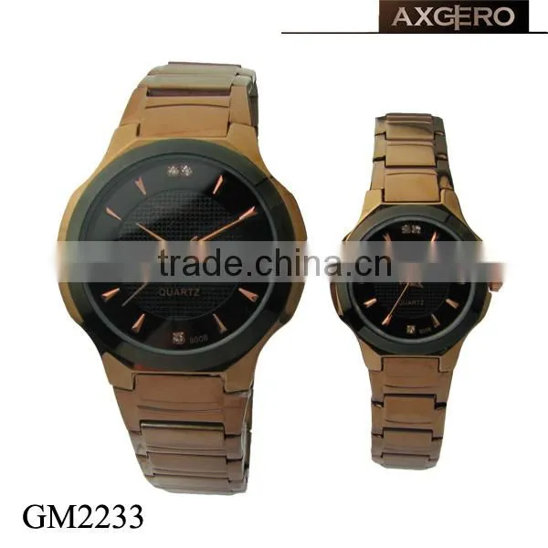 japan movt couple lover q&q quartz stainless steel wrist watch