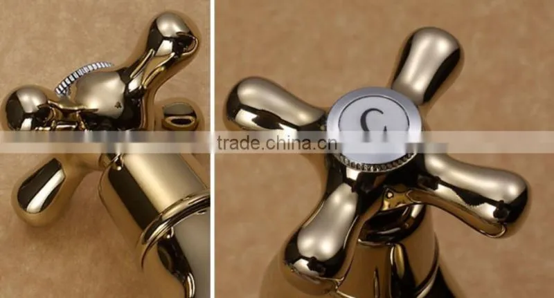 brass dual gold handle basin faucet