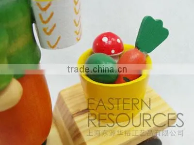 Painted Wooden Rabbit Couple with Scooter for Table Easter Decoration