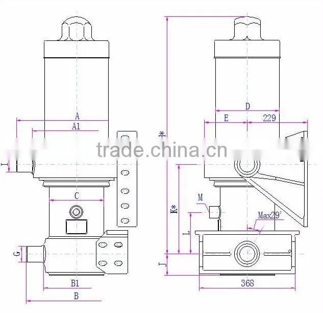 4TG-F180X5700ZZ front end telescopic hydraulic cylinder for trailer