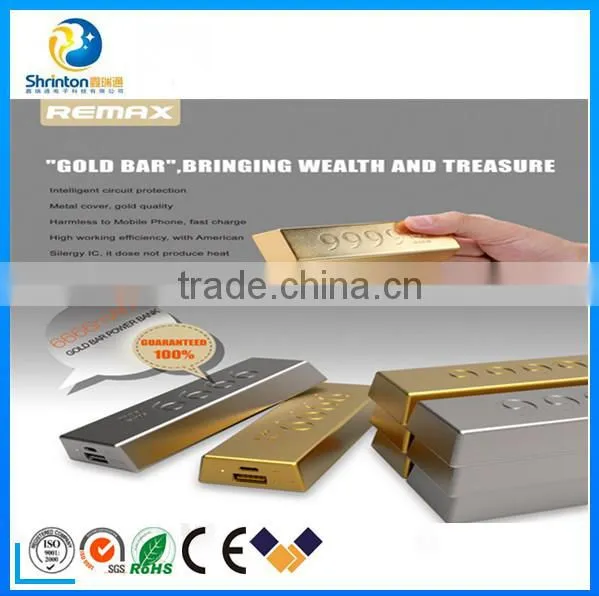 factory directly offer gold bar portable power bank 10000mah with smart shape