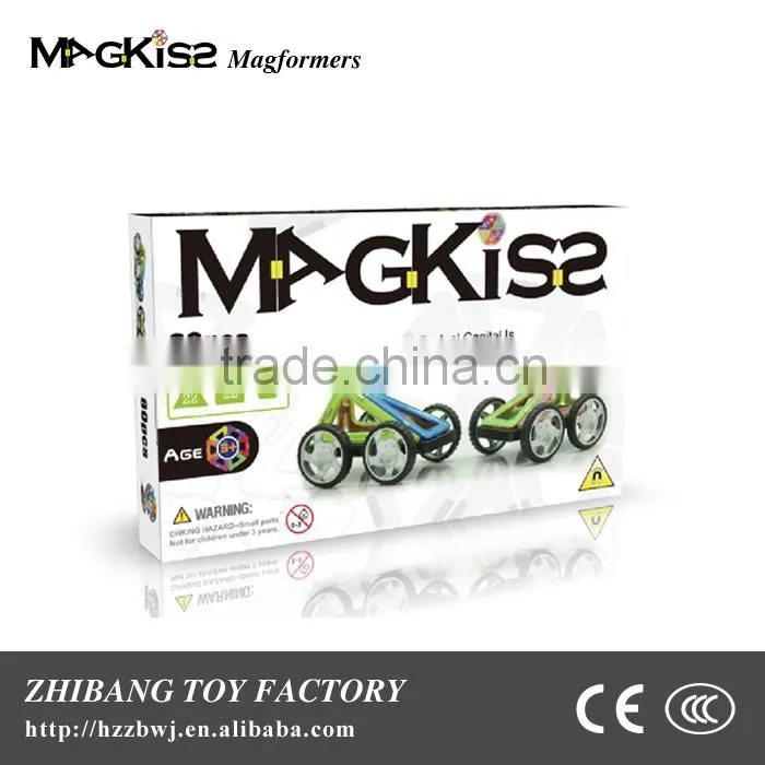 MAGFORMERS 60 pc MAGNETIC SQUARES,TRIANGLES + WHEELS