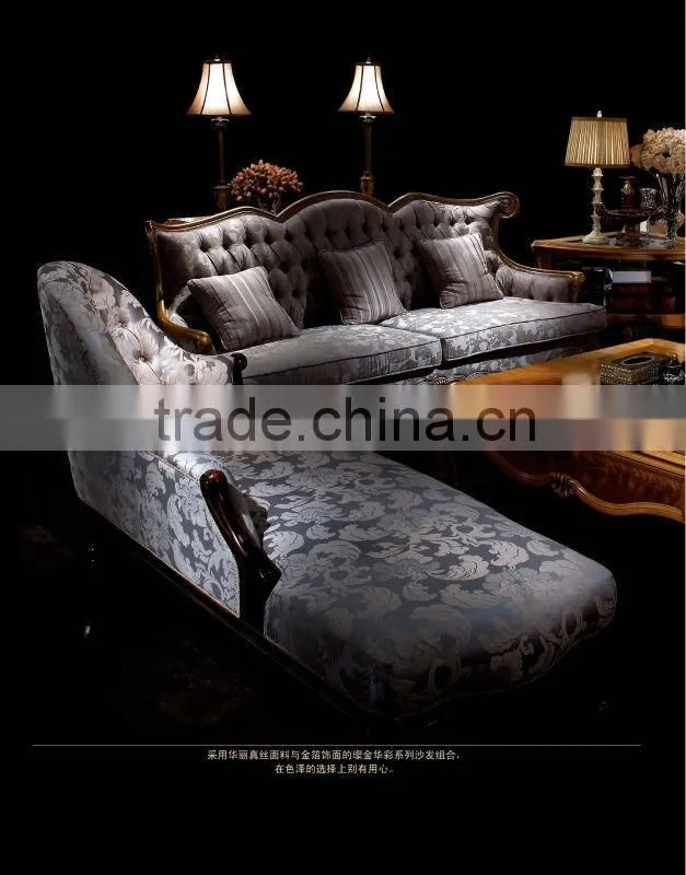 Classic hand carved living room furniture antique sectional sofa set with gold foil A15360