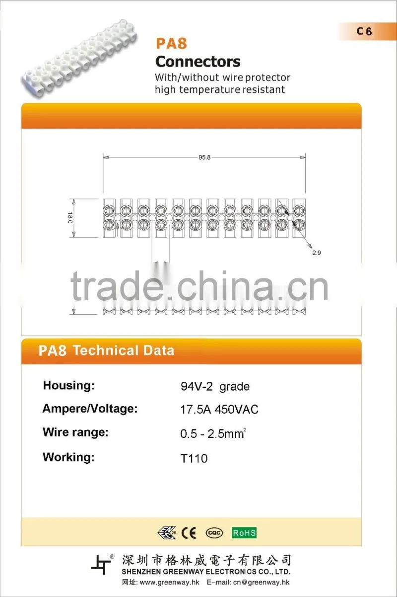nylon material 12 way screw terminal block with best price