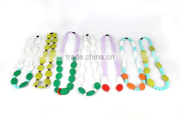 Silicone Chewable Necklace Wholesale/Food-safe Baby Enjoy Bead Necklace