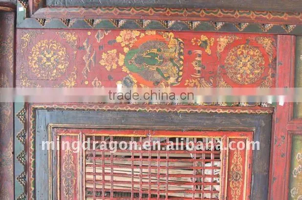 Chinese Antique Old Beautiful Tibetan Door Sakia Temple