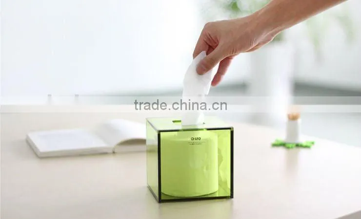 Clear acrylic restroom tissue roll box
