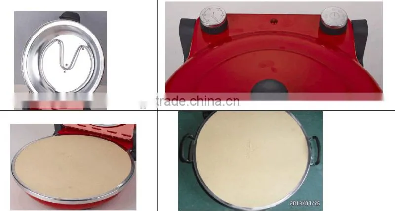 Red 1200W Adjustable 30 minutes timer with alarm function Electric Oven Stone Pizza Maker