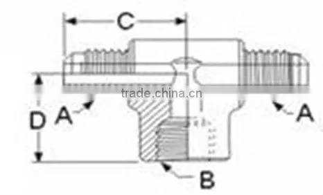 "T" shape Three - Way Tees, Internal Branch