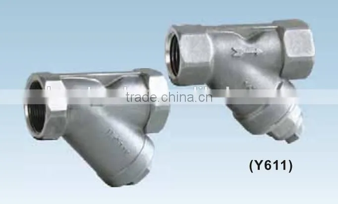 STAINLESS STEEL THREADED WATER Y TYPE MESH STRAINER VALVE