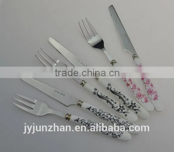Fruit fork knife sets with high mirror polish and ceramic handle