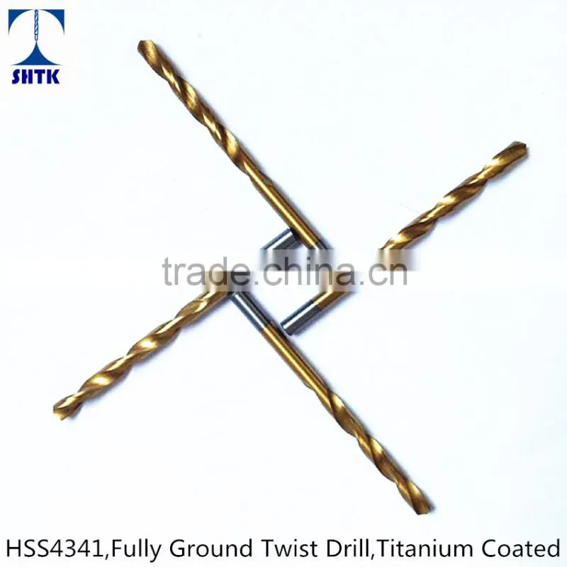 Factory sales directly, HSS 4341 Fully Ground twist drill bit, Titanium Coated