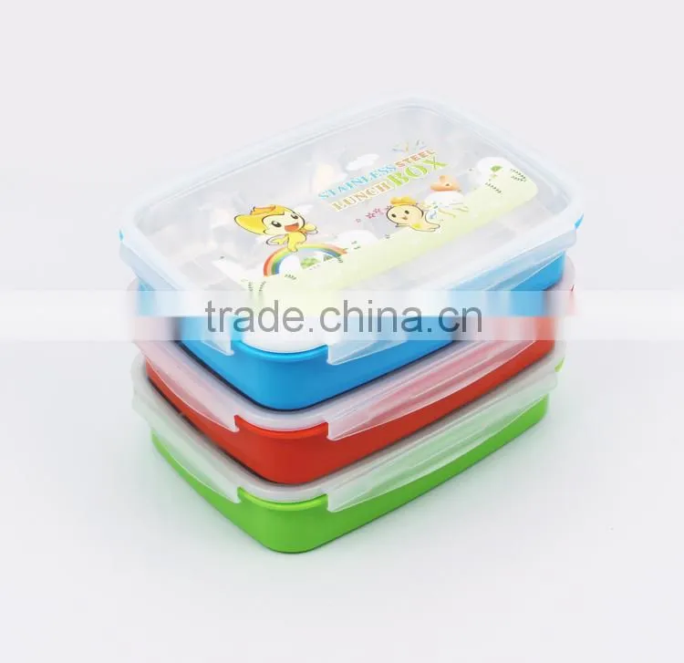 take away stainless steel metal body covered with PP plastic food storage container set