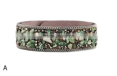 New arrival trendy natural stone bracelet leather bracelet customized/