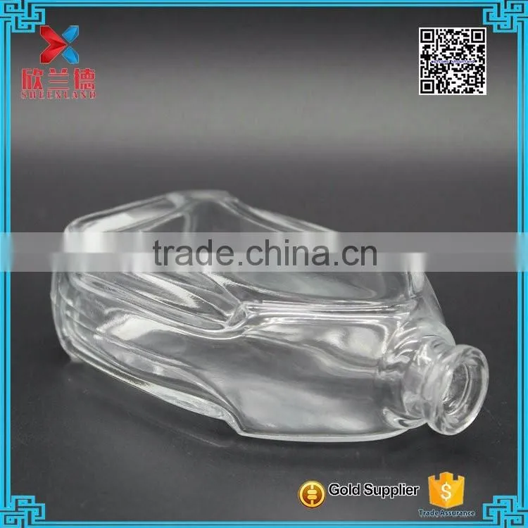110ml bestselling Oblate round transparent glass perfume bottle with crimp neck