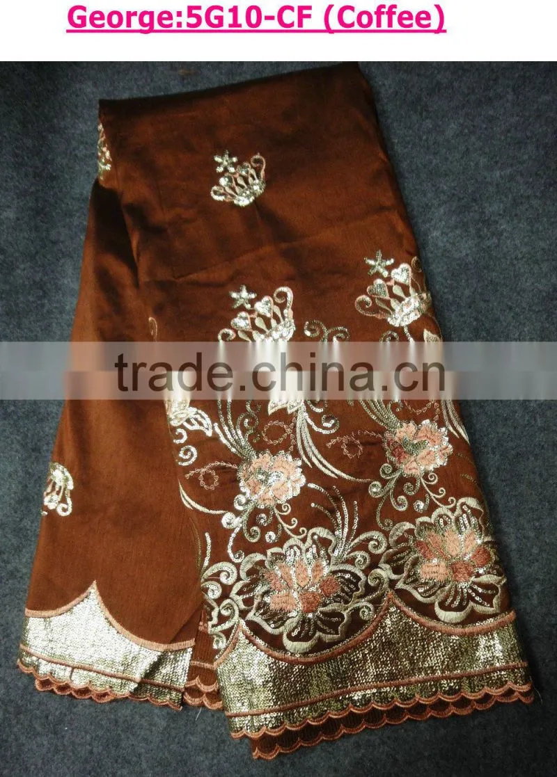 Charming fashion design African embroidery george lace fabrics for wedding