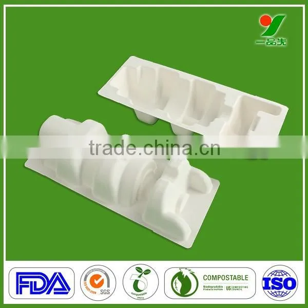 Professional custom electronic component foam packaging molded pulp tray with sugarcane bagasse