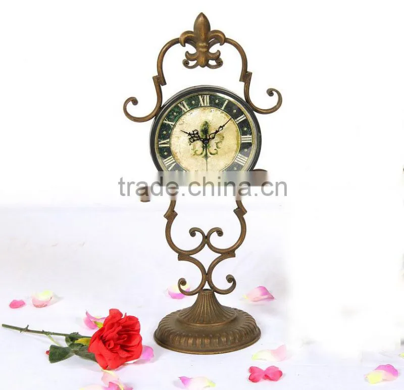 Vintage retro gold floor standing metal clock for decorative