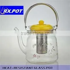2016 New Design Gifted High Quality Borosilicate Pyrex Glass Tea Pot With Stainless Steel Infuser 1500H