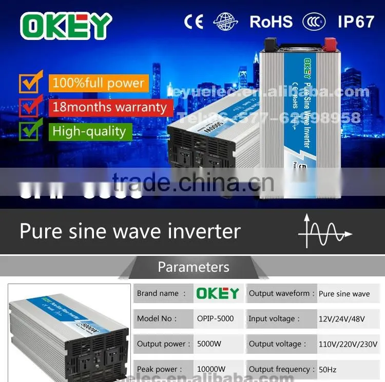 Hot selling adjustable voltage OPIP-5000 pure sine wave power inverter DC to AC dc input 12v