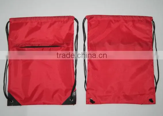 Factory direct sale cheap drawstring bag with front zipper pocket china supplier