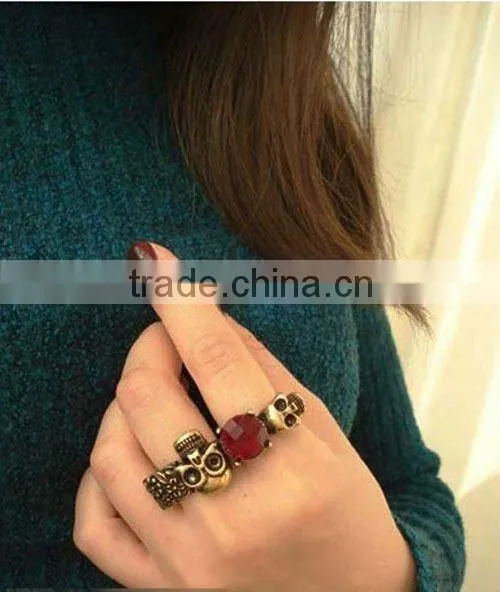 hot! skull shaped double ring