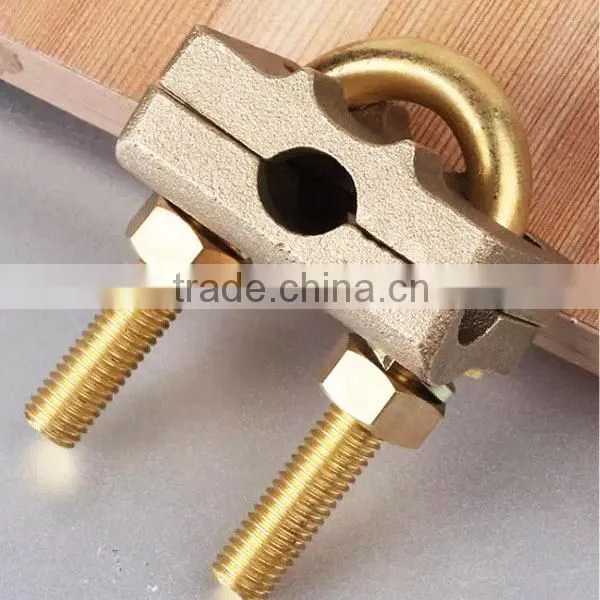 Brass clamp for earth rod and electric cable