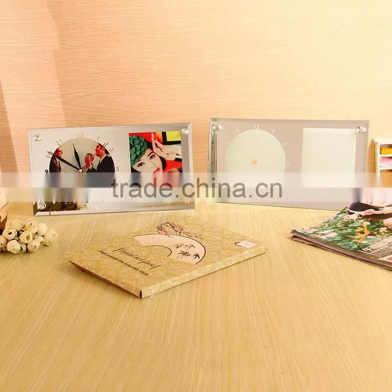 Sublimation blank glass frame with clock wedding souvenirs