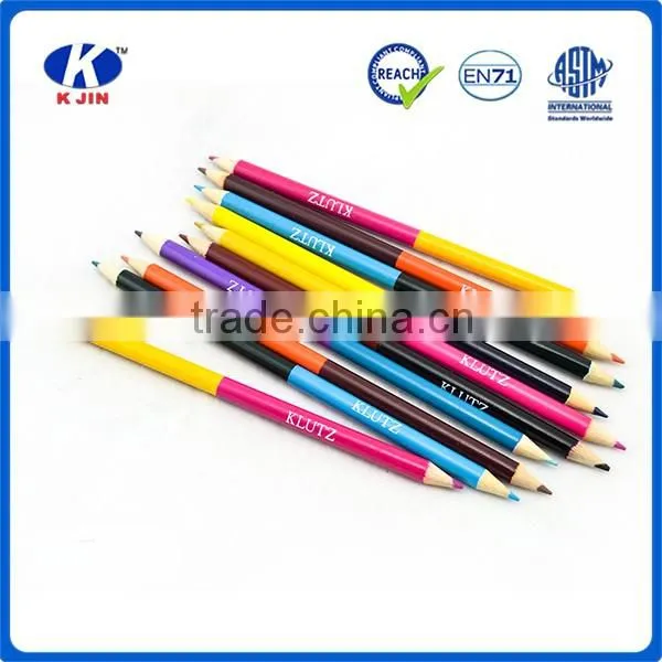 2016 Wholesale slap-up double-end wood color pencil with customized logo for art