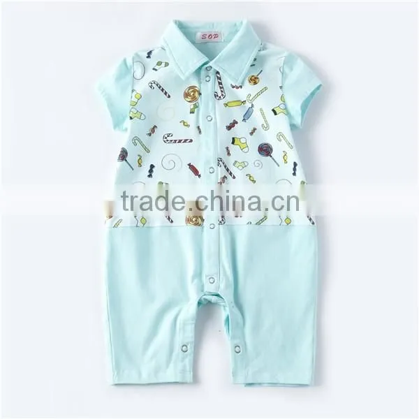 New arrival baby toddler clothing custom print baby unisex polo babygrow