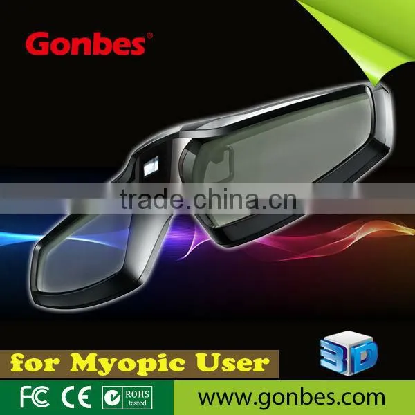 Clip-on Universal Active shutter 3D Glasses for nearsighted people