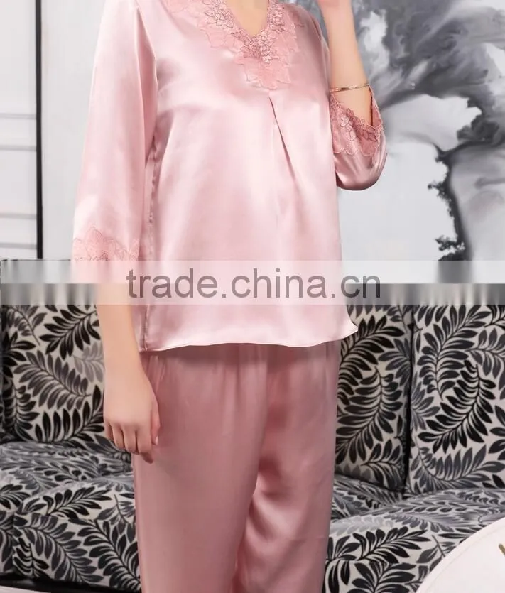 100% silk pajama , neck with less