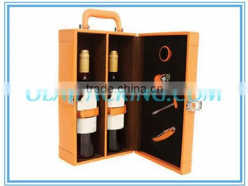 2 bottles superior leather wine storage wih four accessories