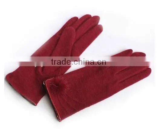 color sheep wool gloves with plush ball