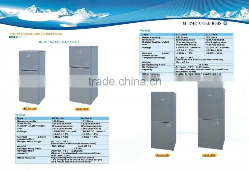 Solar 12v 24v DC Compressor Refrigerator car refrigerator
