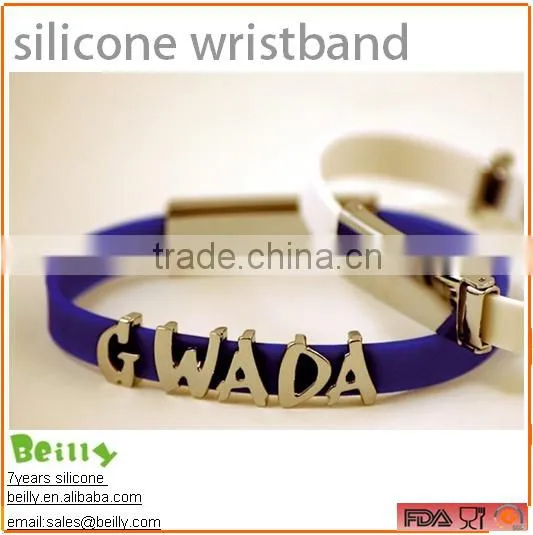 custom debossed embossed silk print ink-filled colourful silicone wristbadn bracelet