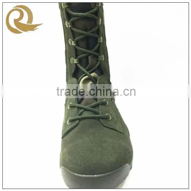 High quality army man leather lightweight green military boots
