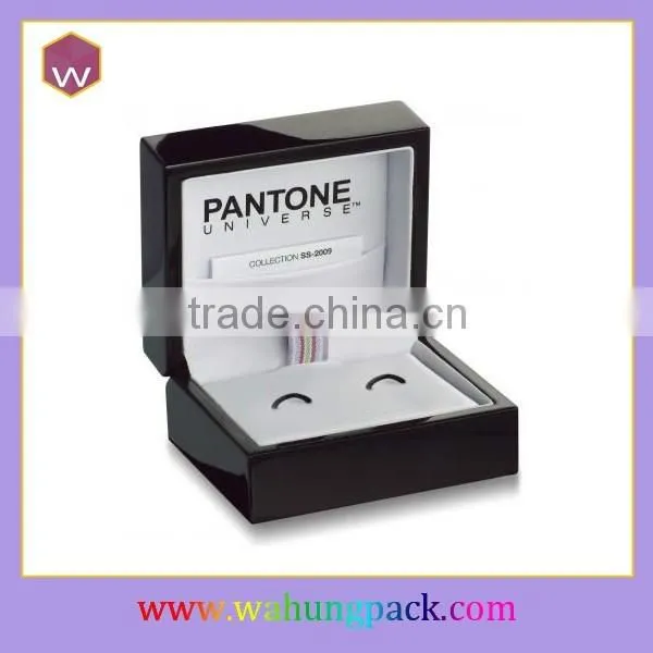 Single Pair of Wooden Box For Cufflink Gift With Quality Brown Glossy Finish
