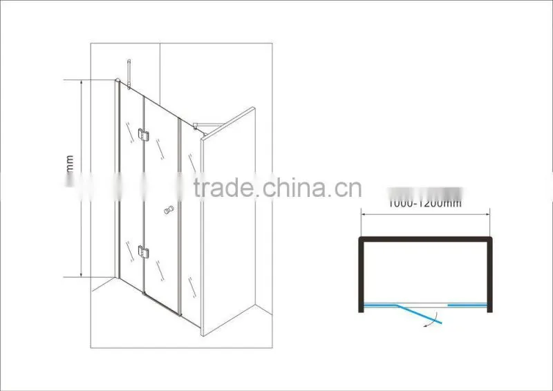 Wall to Wall Shower Screen 1200x1900mm Hinge