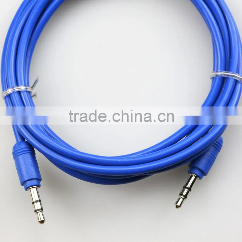 High Grade Output Colorful blue Cable 3.5mm audio Stereo Male to Male cable/aux cable for mobile iphone ipod