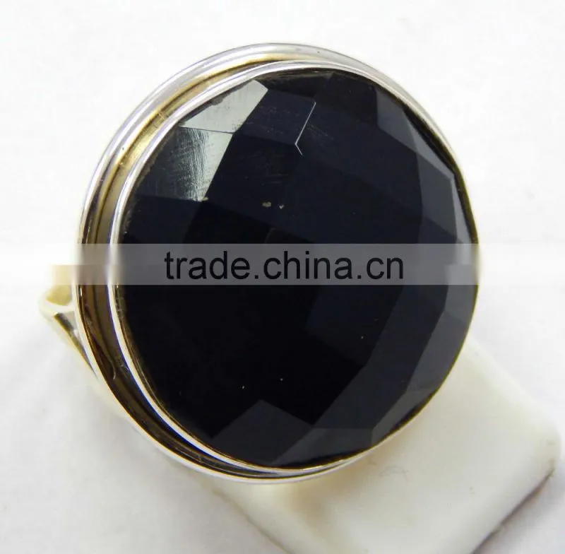 Natural black onyx ring 92.5 sterling silver jewellery