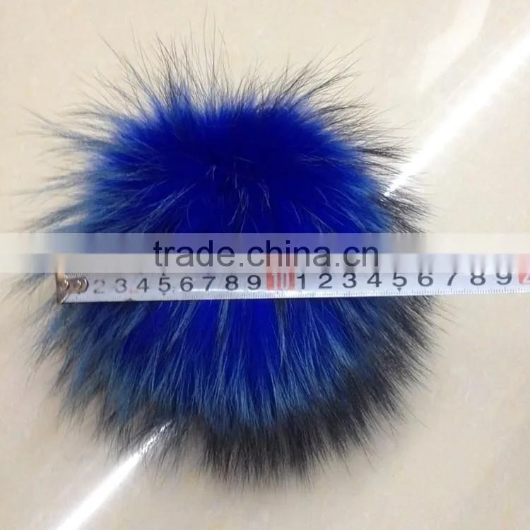 Wholesale Genuine Round Cute 15cm Colorful Raccoon Fur Ball for Beanie Hats