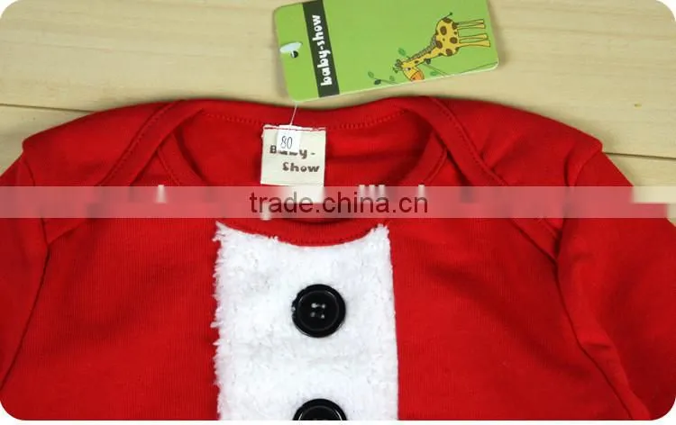 wholesale high quality Christmas clothing 100% cotton long sleeve baby romper