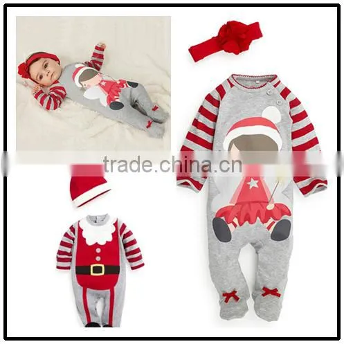 2 pcs cheap cute Christmas Infant Coverall with hat