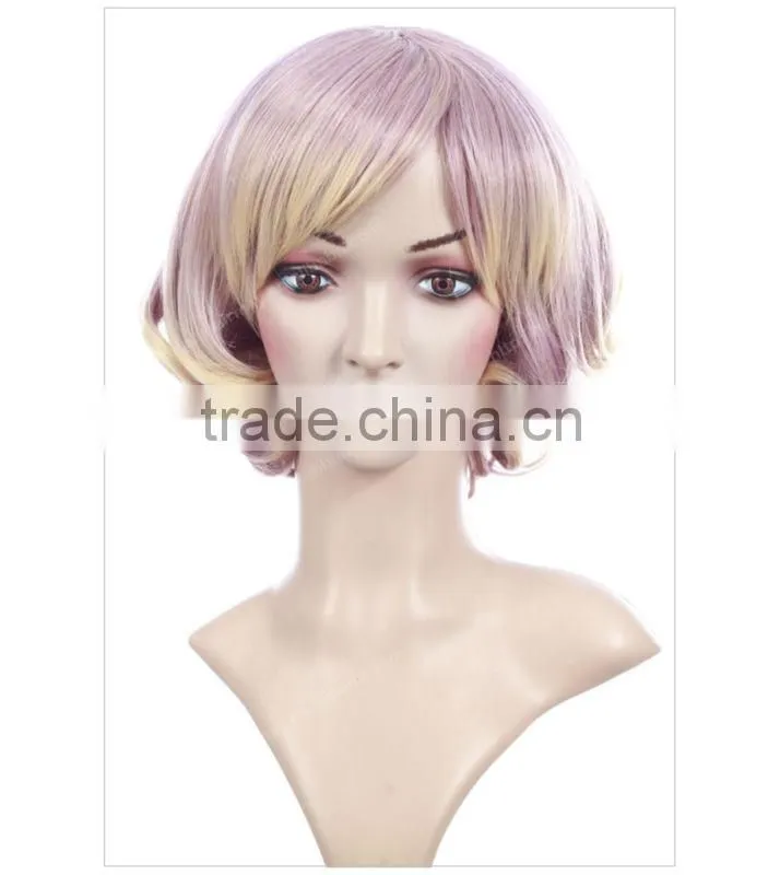 Hot ladies star wigs pink curly